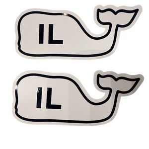 Set of 2 Illinois Vineyard Vines White Whale Sticker Laptop Skateboard Car Decal